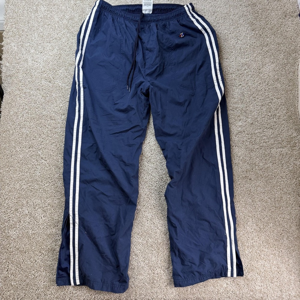 Y2K Jerzees Windbreaker Track Pants Mens Large Blue Microfiber Elastic Waist Gym